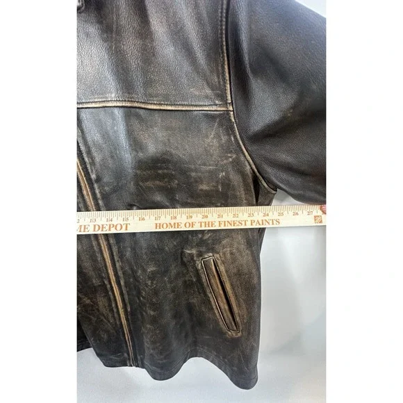 VTG 80's Daniel Cremieux Mens Sz XL Aged Leather Bomber Brown Burnished Jacket - Picture 4 of 16
